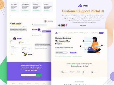 Customer Support Portal UI Landing Page Design apps design behance case study custom customer support dribbble figma landing page ui user experience user interface ux ux ui website design website landing page xd