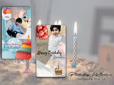 Birthday Wish Greeting Instagram Stories art baloons birthday birthday cake boy candlelight children design dribbble edesign graphicdesign greeting instagram instagram stories manipulation stories wishes