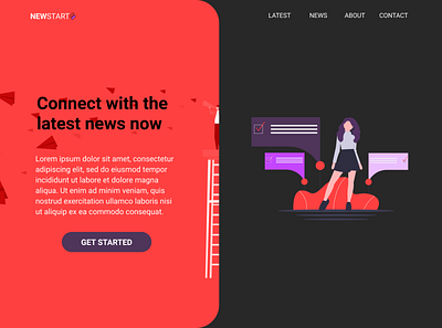 NEWSTART Landing Page MkIII design fictional icon illustration logo minimal news ui web website