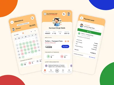 Parents Portal by Okie Dokie Pay android app app design branding calendar flat design graphic design icon library mobile mobile app mobile app design mobile ui okiedokie okiedokiepay payment option product design school app studentapp ui ui kit visual design