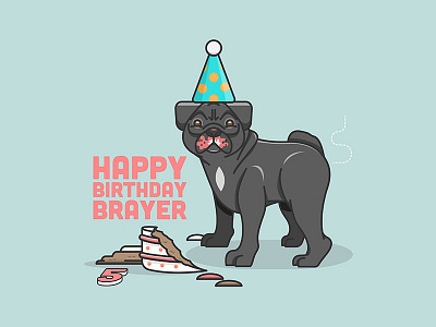 Birthday Pug birthday cake dog happy birthday illustration pug pug life wife