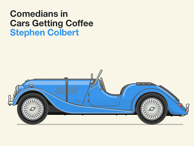 Morgan+4 1964 4 art car ccgc coffee comedians in cars getting coffee illustration late show morgan seinfeld stephen colbert