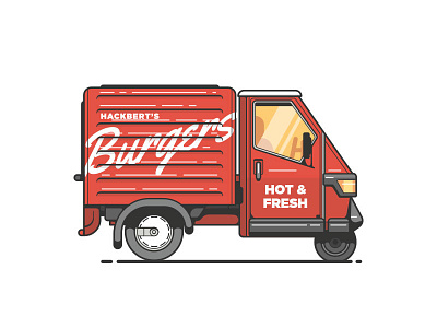 Hackberts Burgers art burgers car delivery hot and fresh illustration poler tiny