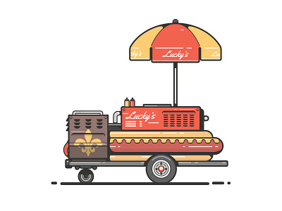 Lucky's Hot Dogs adventure adventure mobile art food food cart food truck hot dogs illustration lucky poler travel