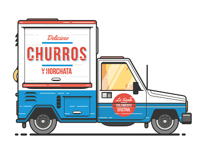 Churro Truck art car cash churro cool and refreshing food cart hot and fresh illustration poler tiny