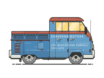 Work truck coffee comedians comedians in cars european illustration kramer michael richards rust truck vw