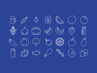 food icons bacon branding food fruit icons veggies