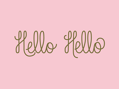 hello hello cursive custom design hello lettering loops pink study type