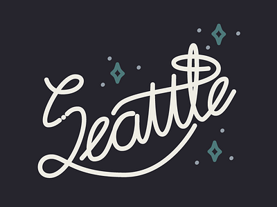 2 year lettering needle script seattle space space needle sparkle two