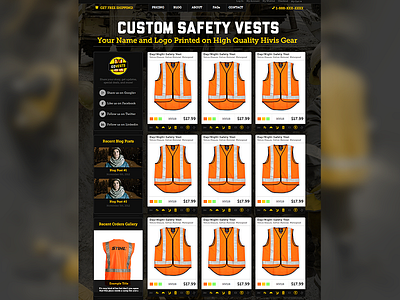 Final Homepage for Govests black homepage manly orange safety site web work workwear yellow