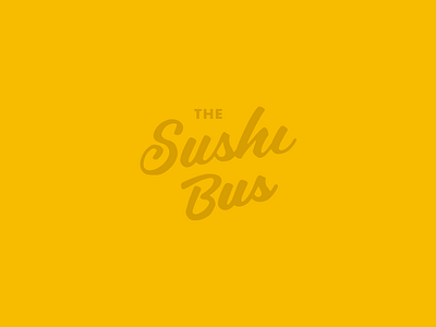 The Sushi Bus bus logo script sushi yellow