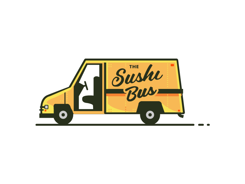 The Sushi Bus logo branding illlustration free download sushi food truck
