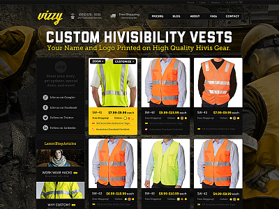 vizzy homepage checkout feature landing page product