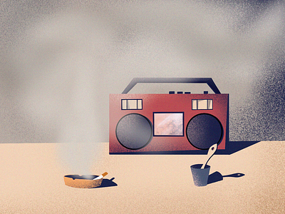 SMOKY 2d art art direction design dribbble female illustrator grain music noise old procreate radio scene smoke studio