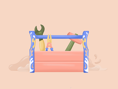 T O O L S 2d art art direction clean colors daily design digital art dribbble illustration shot toolbox tools