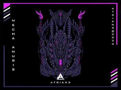 Mecha Anubis adobe illustrator anubis apparel art artwork clothing design egyptian fantasy illustration legend logo mascot mecha merch monster logo skateboard spear tshirtdesign vector