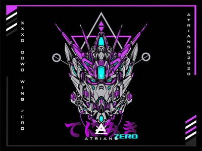 XXXG-00W0 Wing Zero Gundam anime animeart apparel artwork fanart gaming logo gundam illustration logo mascot mecha tshirt design vector vector art vector illustration wing gundam wing zero