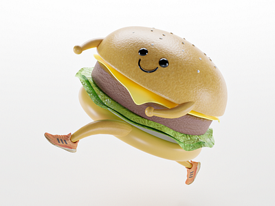 Run Burger!Run! 3d 3d character 3dburger 3dcharacter blender burger