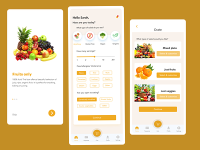 Farm Goodies fruit salad store application design branding daily 100 challenge dailyui homepage design illustration onboarding