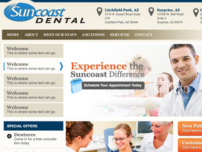 Suncoast Dental Website Design dental dentists website design websites