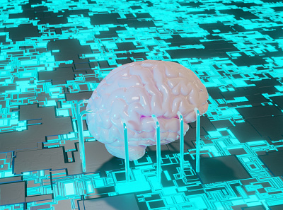 Brain 3d aesthetic anatomy blue brain dark design future futuristic illustration logo organ robot scifi synthetic