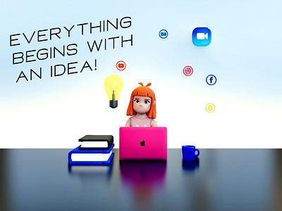 Everything Begins With An Idea! 3d graphic design icons illustration ui