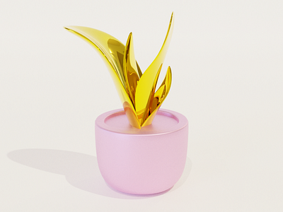 Golden Plant 3d abstract art gold golden luxury pink white