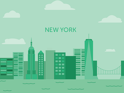 NYC app city clean flat illustration new york nyc restaurant skyline ui