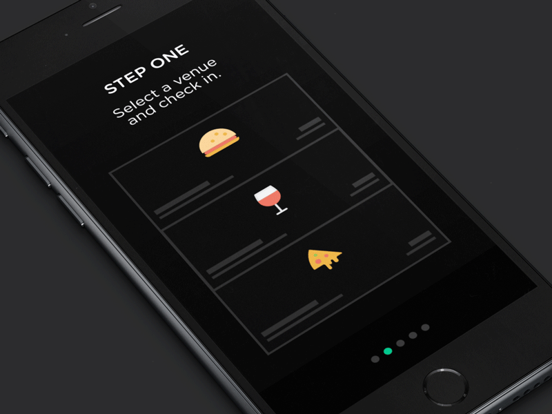 Walkthrough Preview animation app black clean flat gif icons iphone pay restaurant ui walkthrough