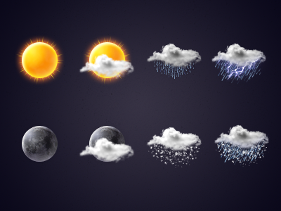 Weather icon set cloud icon moon rain set snow sun thunder weather