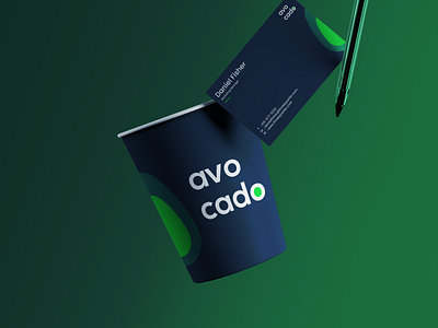 Cup & Business Card Design - Avo Cado brand design brand identity branding business card cup design flat identity branding logo logo design minimal mockup package design packaging typography
