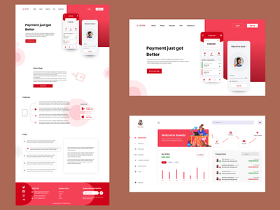 Fintech/Payment App - Landing and Dashboard app branding design illustration logo minimal ui ux xd design