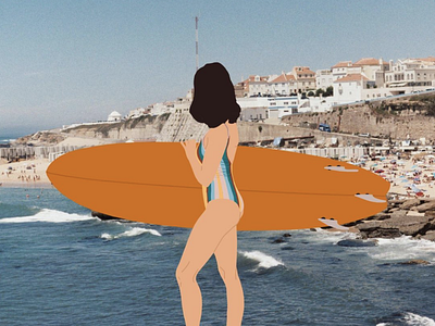 Paradise Surf 35mm film character design collage art design digital art film photography illustration illustrator logo oh luna paradise surf surf art surf illustration surfboard surfer girl surfing