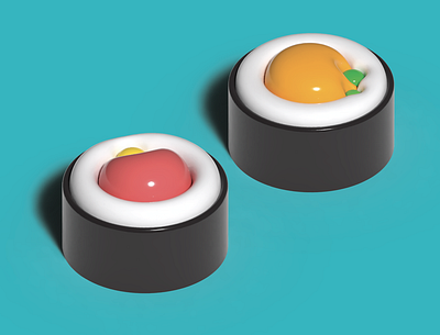 3D Sushi on Ai 3d design graphic design illustration illustrator vector