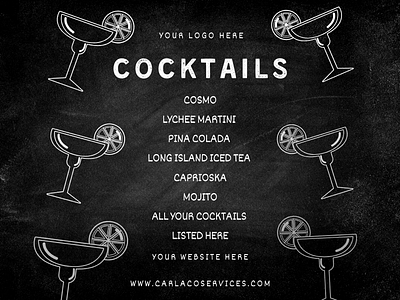 Chalkboard Cocktail Menu Template cocktail design cocktails