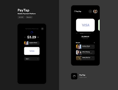 PayTap (Dark Mode) app app design concepts dark mode design flat icon minimal mobile ui payment uiux