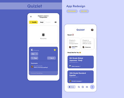 Quizlet mobile app redesign concept app app design concepts design flat minimal mobile ui ui uiux ux