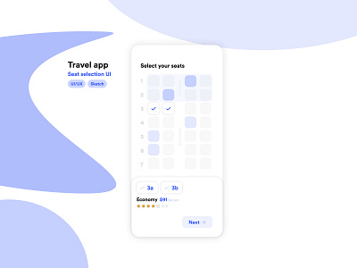 Travel app - seat selection UI app app design concepts design icon minimal mobile ui travel ui uiux ux