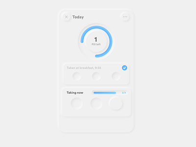 Neumorphic Medication Recording app app design concepts design minimal mobile ui neumorphic ui uiux ux