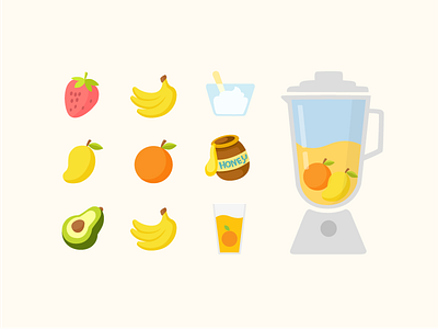 Fruits for smoothie app blender branding clean design fruit illustration minimal smoothie summer vector