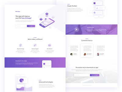 Mobile App Landing Page - Instapage Template branding clean icon illustration landing page layout lead generation minimal mobile app responsive templates ui web design white