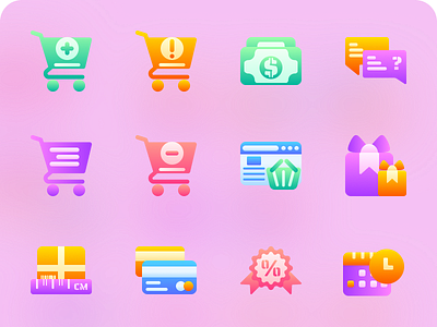 online shopping design gradient icons icon design icon mockup icon set icon style online shop online shopping