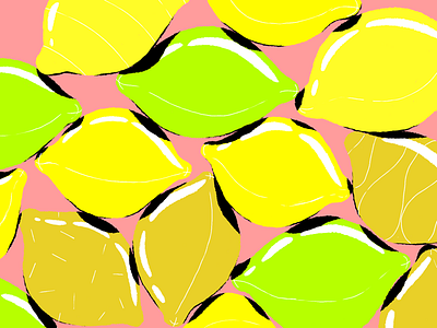 LEMONS 🍋 bold colors design freelance fruit fun illustration illustrators lemon lime minimal pink procreate yellow