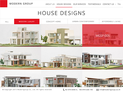 Moderngroup.co.th House Designs page architecture art direction house ui web design