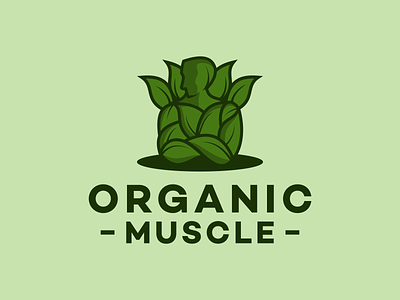 Organic muscle logo design branding design illustration leaf logo muscle organic vector