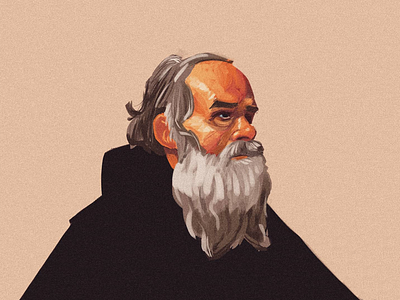 St. Anthony the Abbot color digital drawing illustration photoshop sketch study
