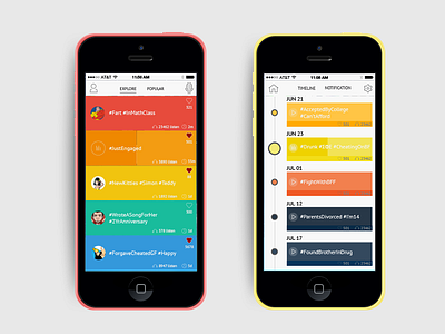 ColorMood app block color mood page play profile timeline