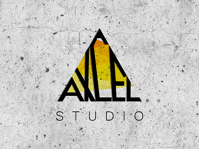AXCEL Studio Logo design hard logo rock stamp studio triangle yellow