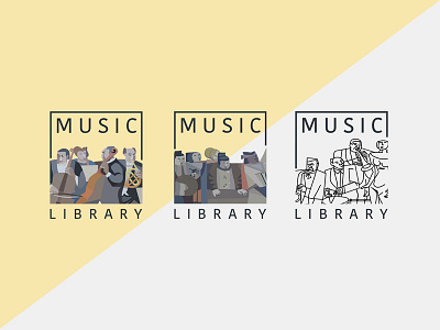 Music Library Logo department design instrument library logo music musicians series world
