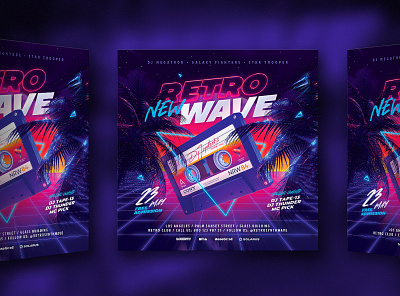 Party Flyer Retrowave cassette flyer futuresynth neon new outrun party party flyer retrowave synthwave tape